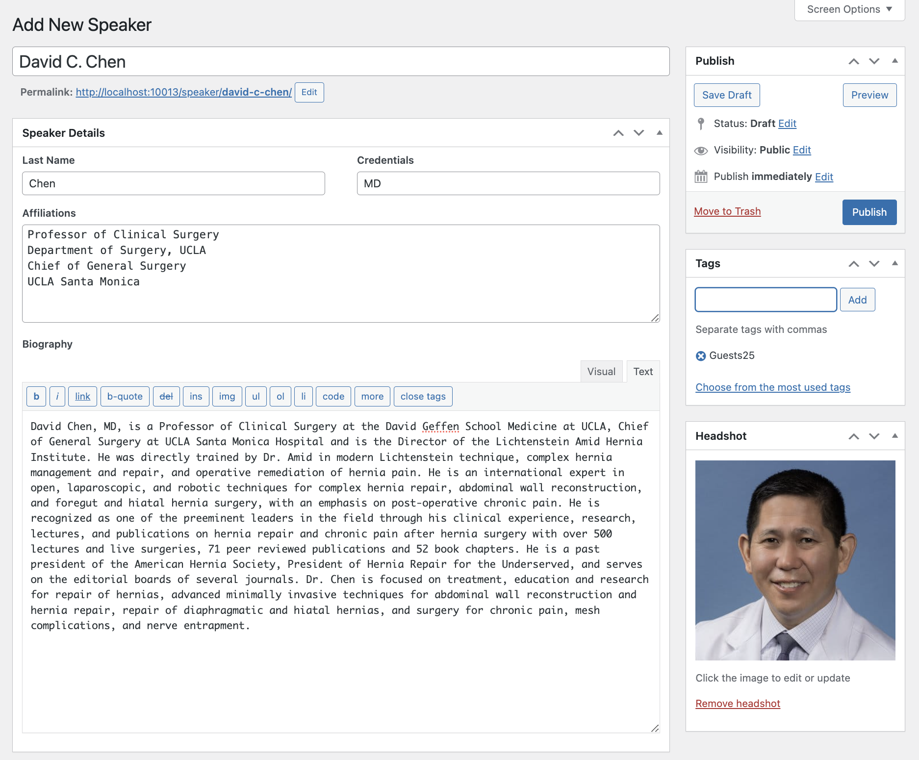 Add new speaker page